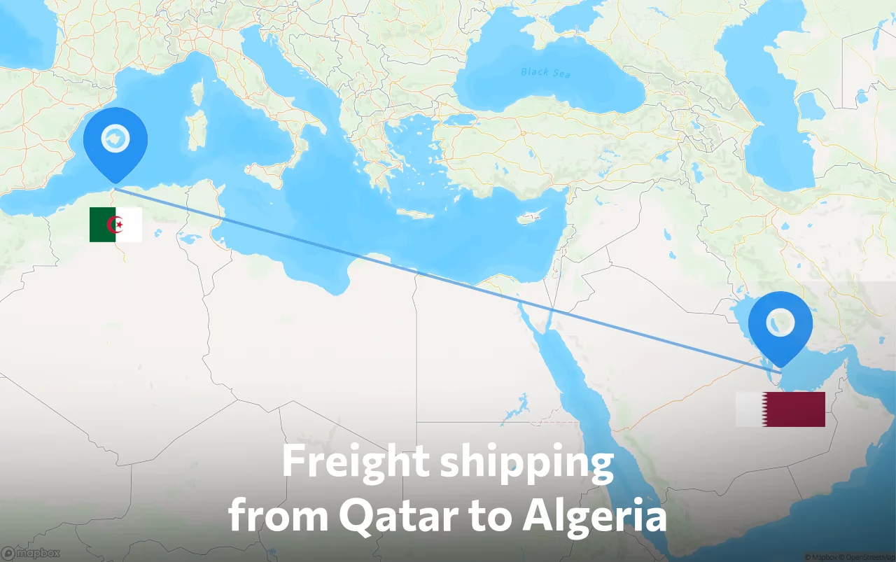 Shipping route from Qatar to Algeria