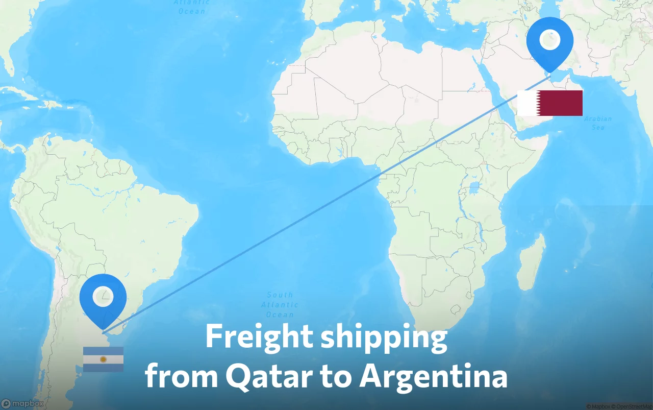 Shipping route from Qatar to Argentina