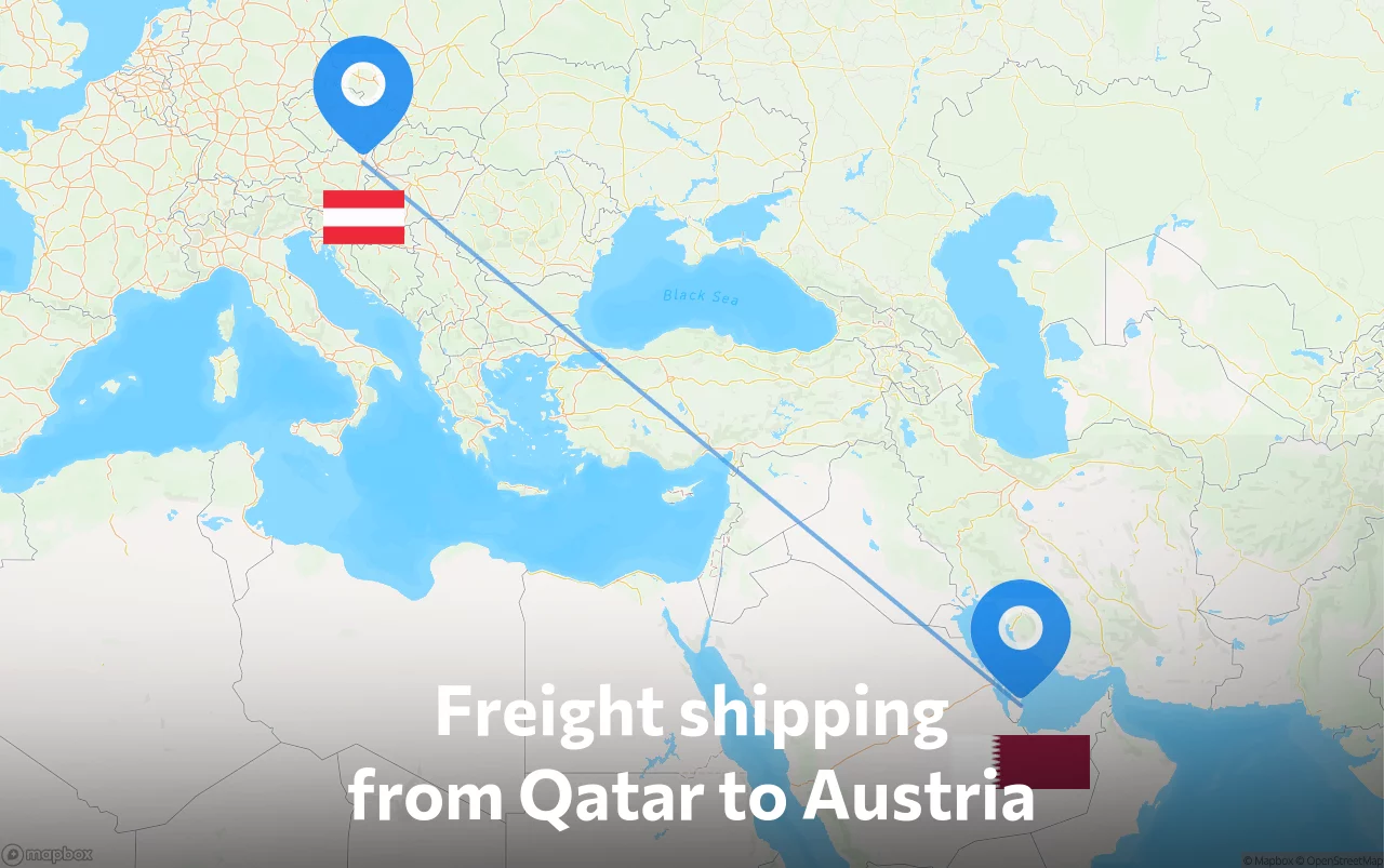 Shipping route from Qatar to Austria