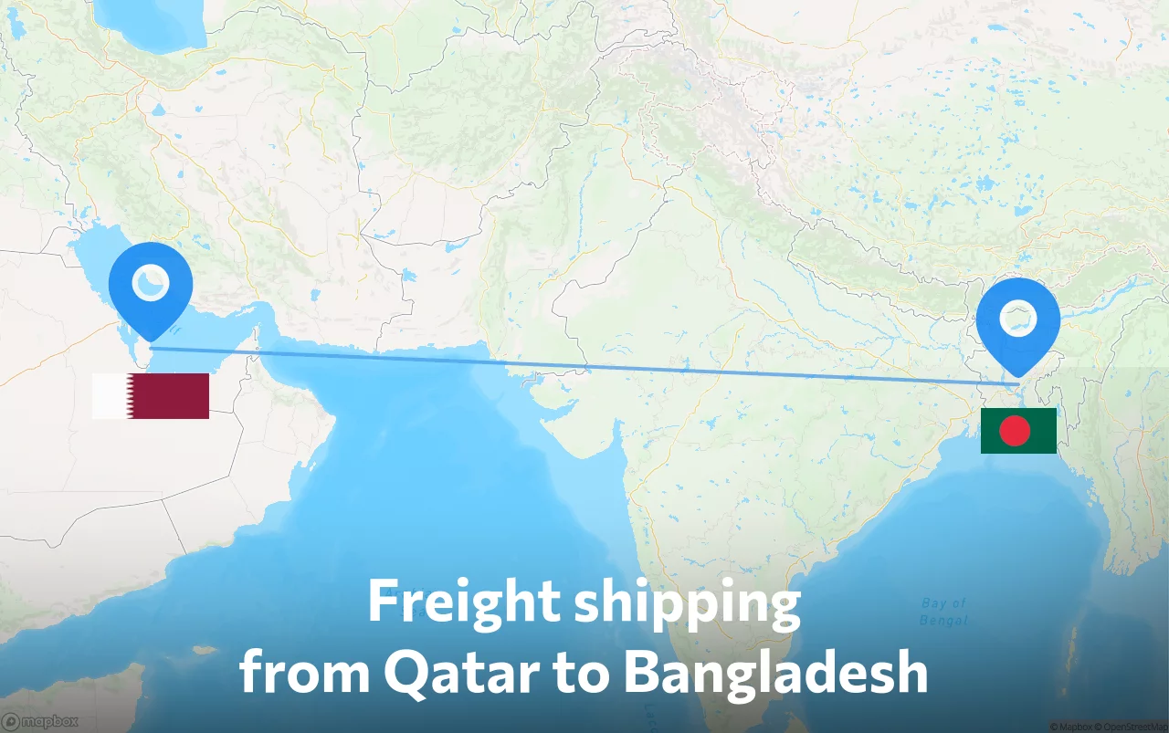 Shipping route from Qatar to Bangladesh