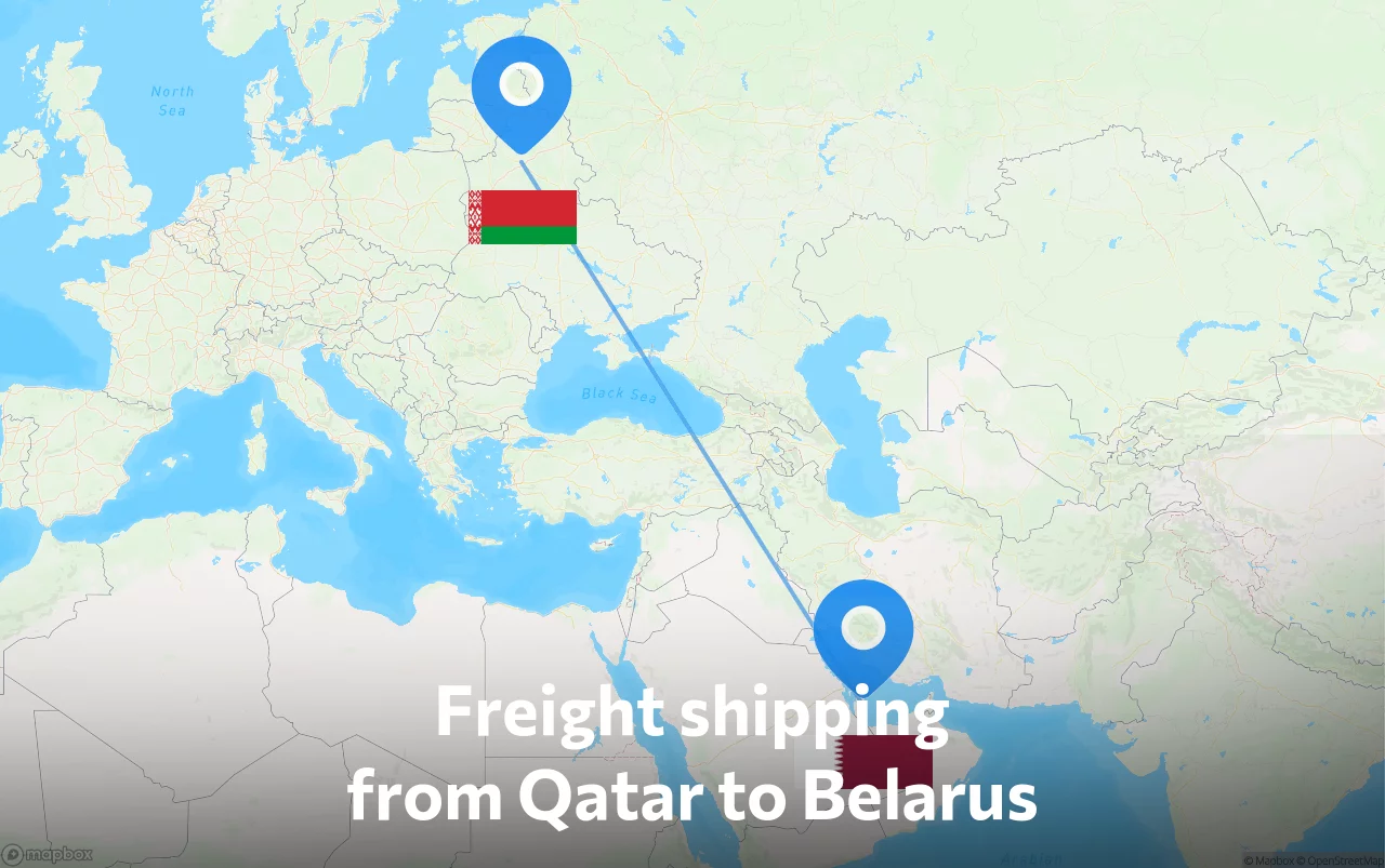 Shipping route from Qatar to Belarus