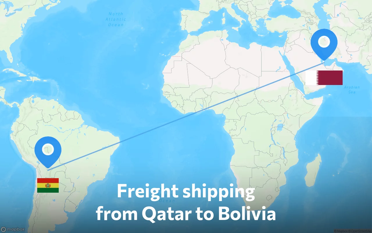 Shipping route from Qatar to Bolivia