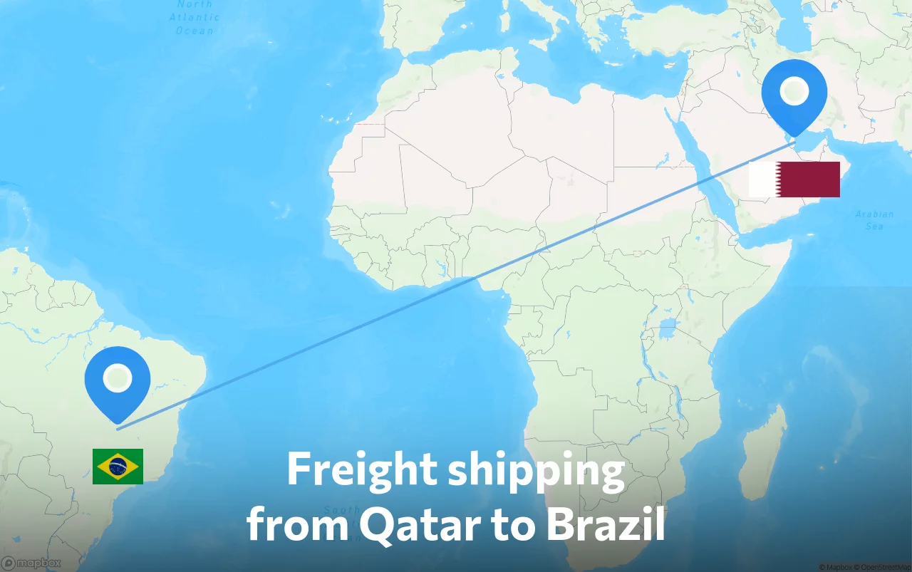 Shipping route from Qatar to Brazil
