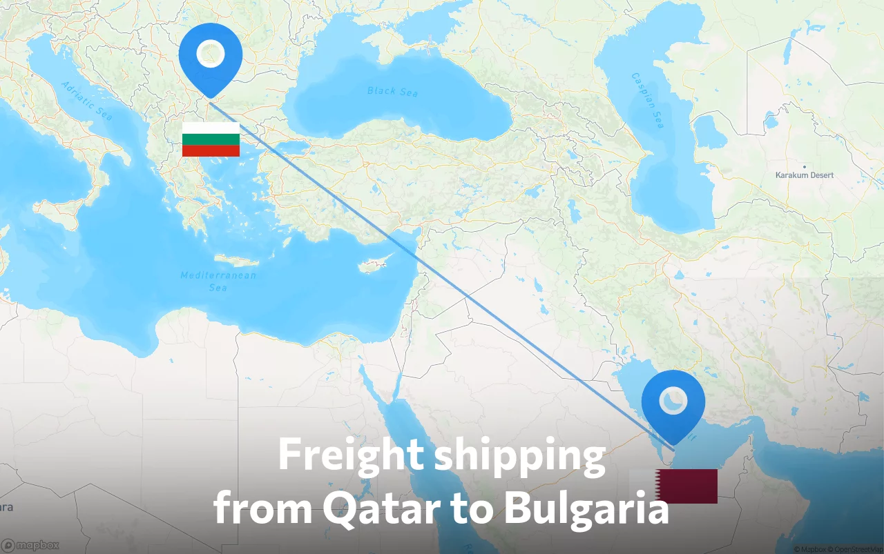 Shipping route from Qatar to Bulgaria