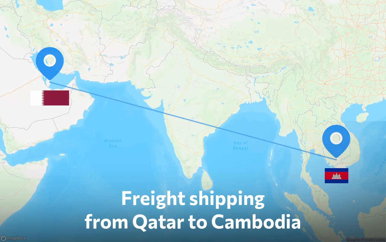 Shipping route from Qatar to Cambodia