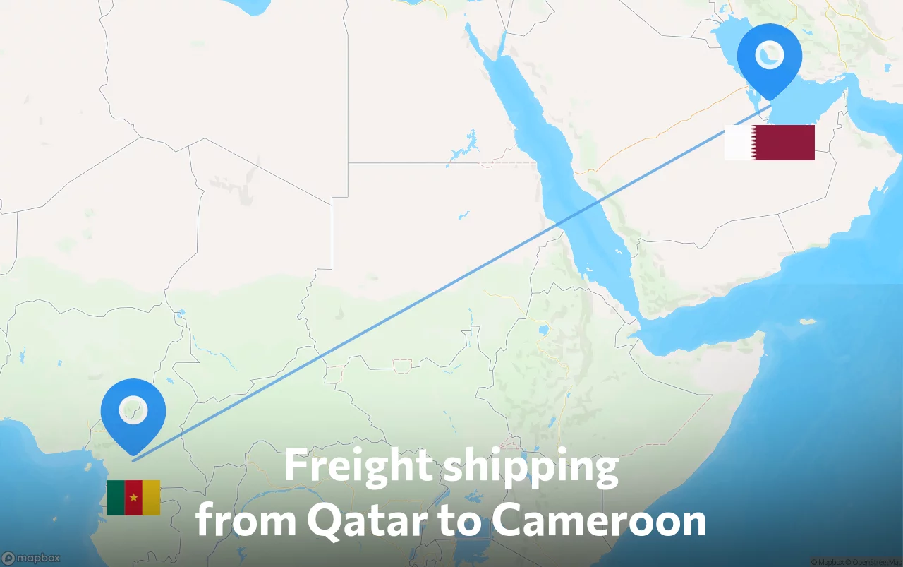 Shipping route from Qatar to Cameroon