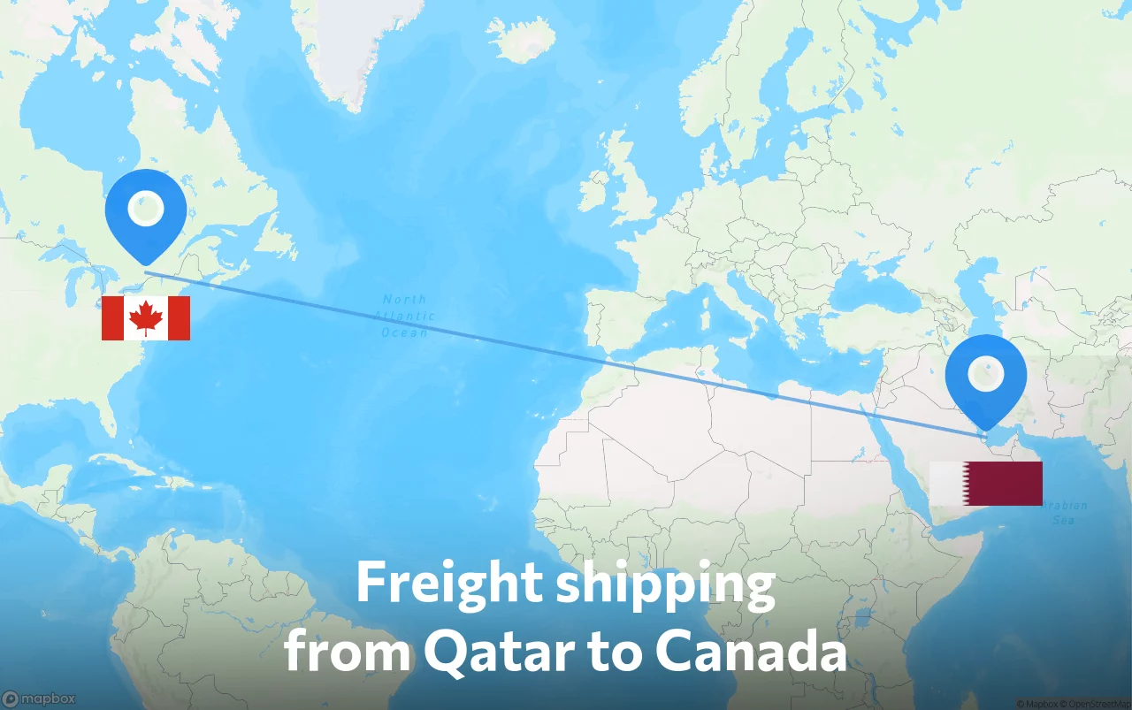 Shipping route from Qatar to Canada