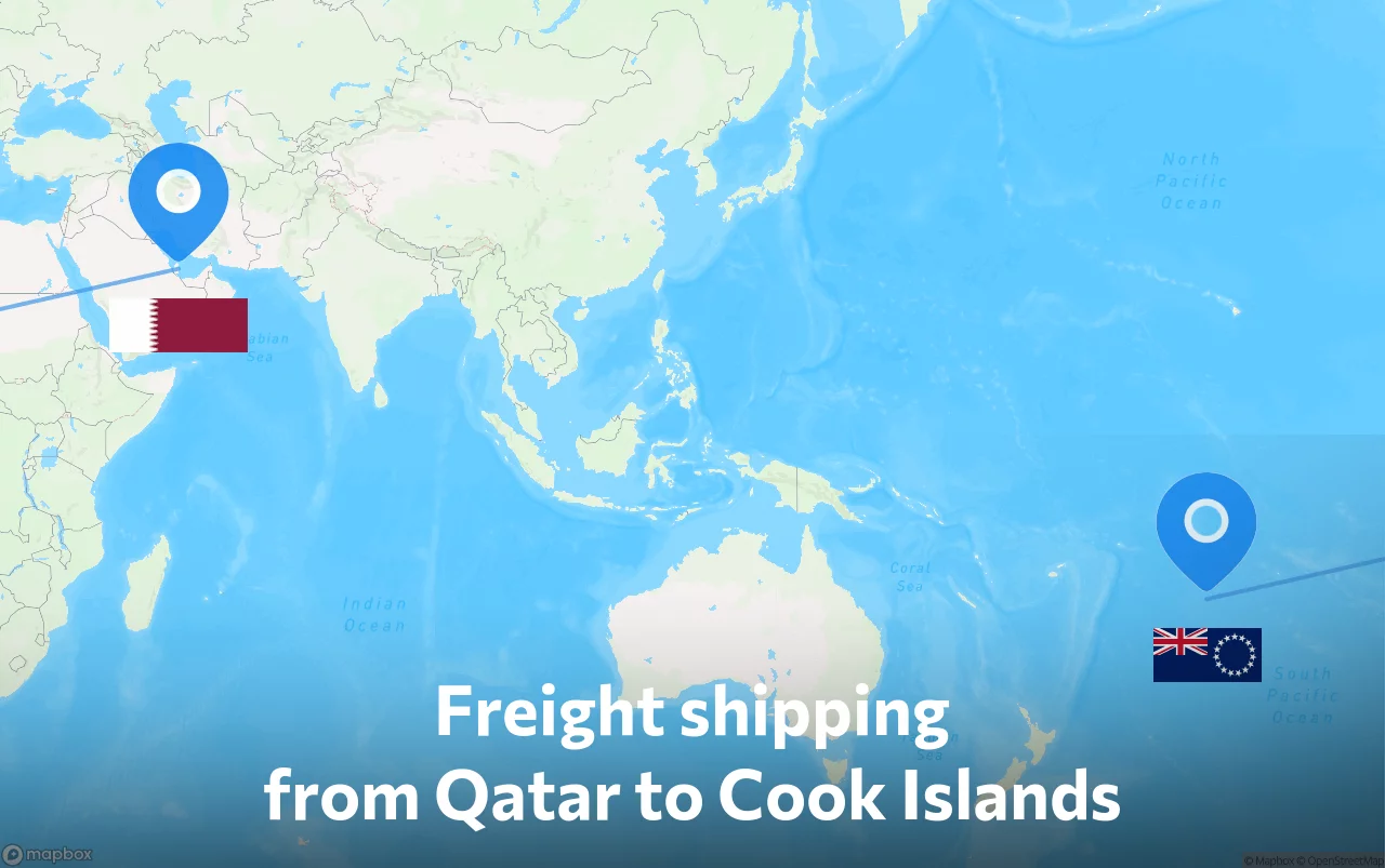Shipping route from Qatar to Cook Islands