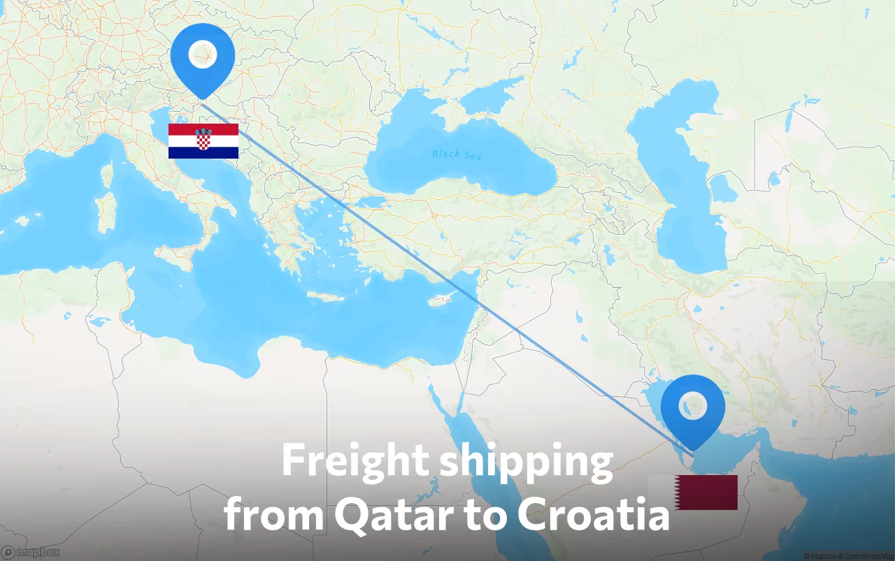 Shipping route from Qatar to Croatia