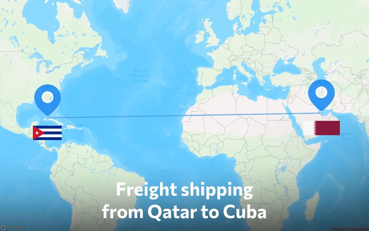 Shipping route from Qatar to Cuba