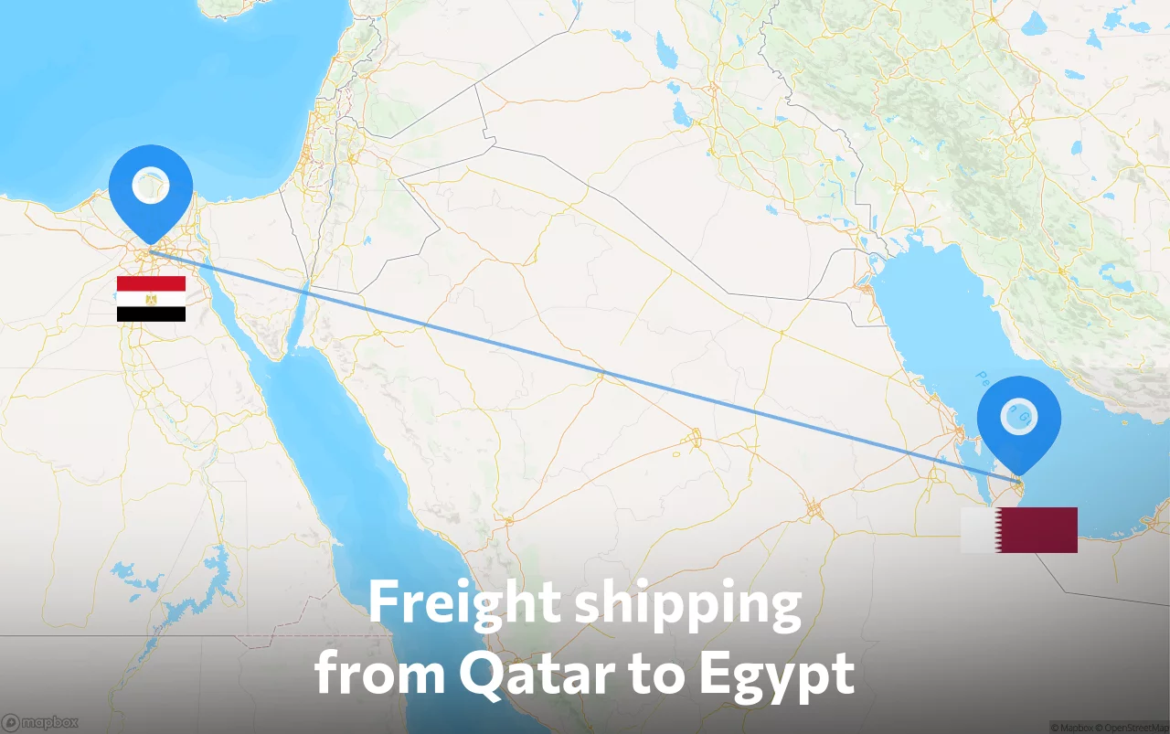 Shipping route from Qatar to Egypt