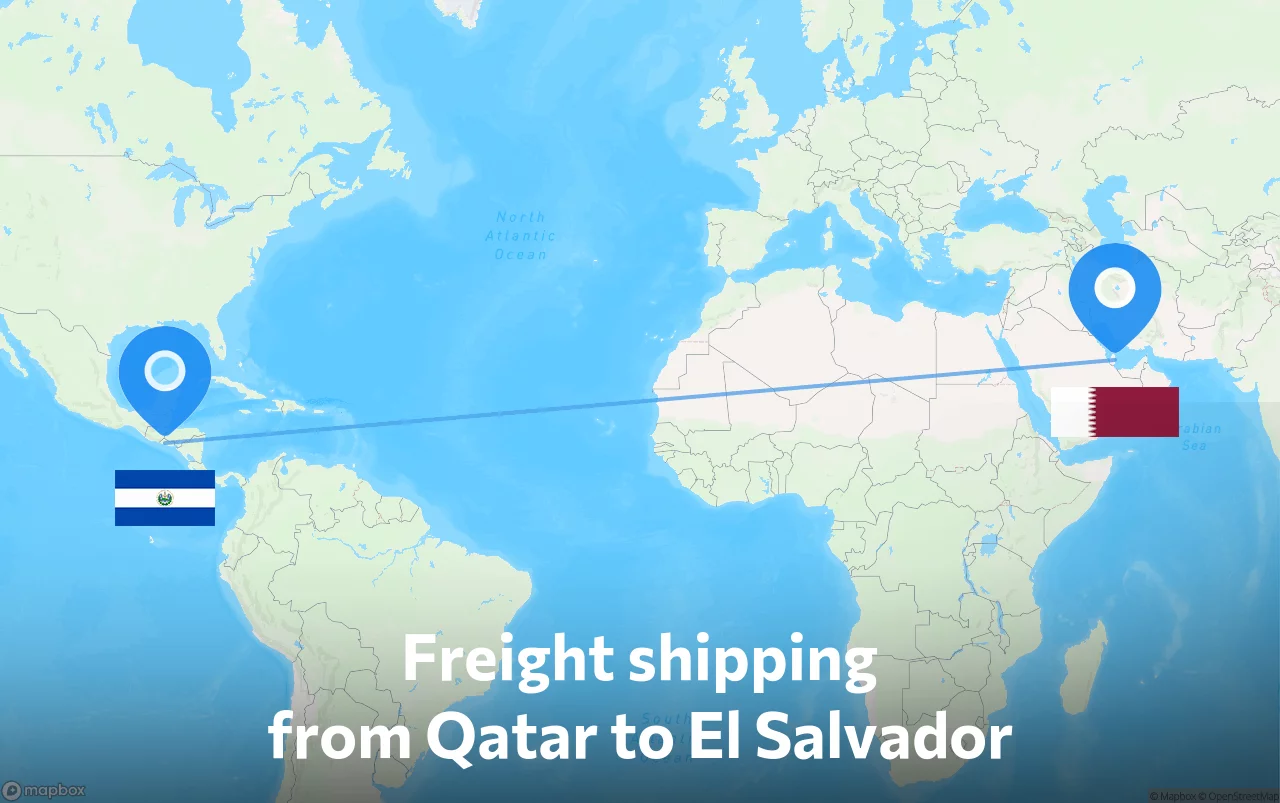 Shipping route from Qatar to El Salvador