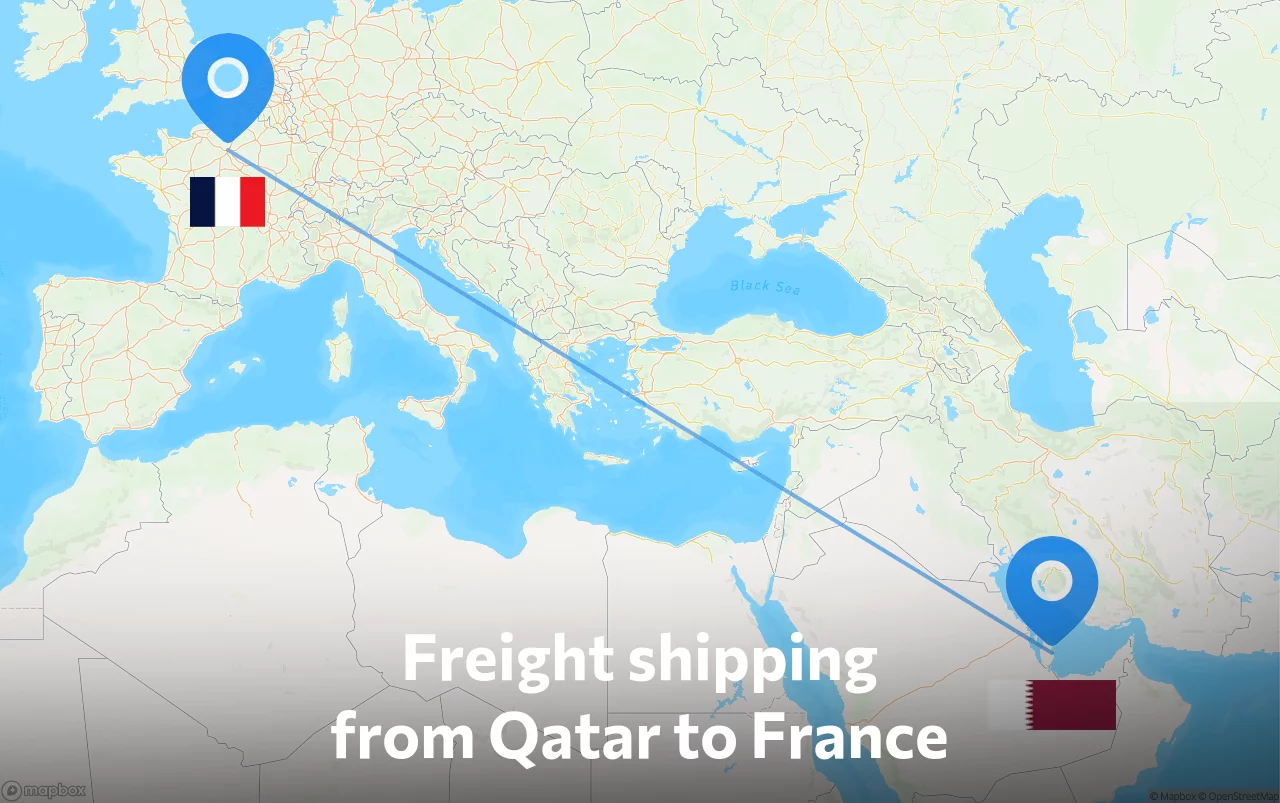 Shipping route from Qatar to France