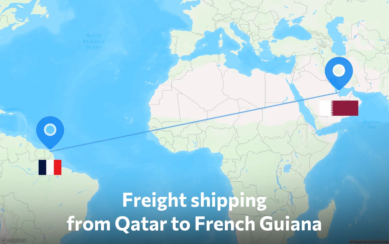 Shipping route from Qatar to French Guiana