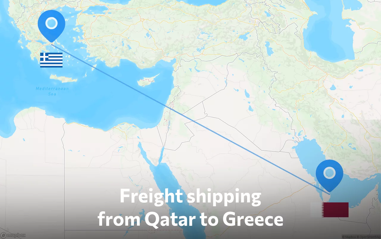 Shipping route from Qatar to Greece