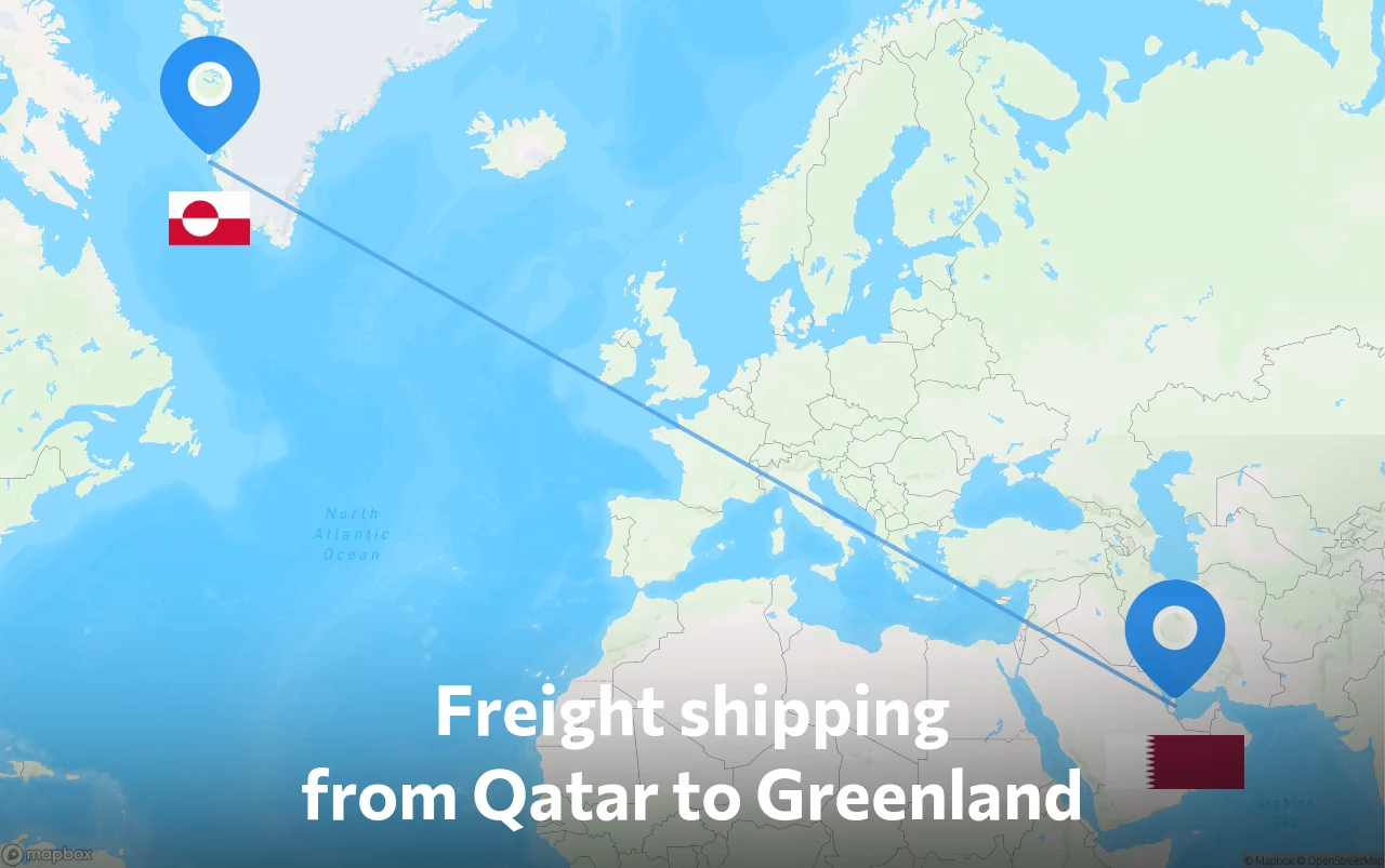 Shipping route from Qatar to Greenland