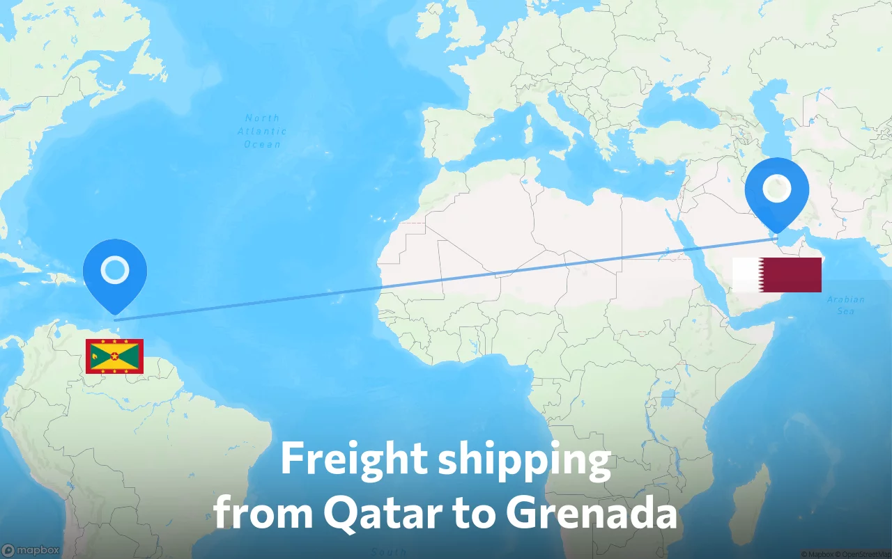 Shipping route from Qatar to Grenada
