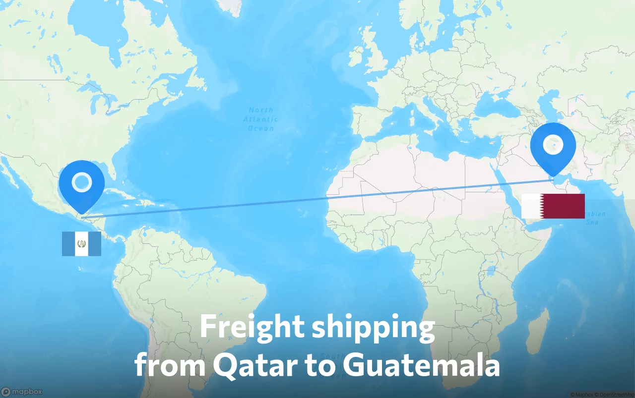 Shipping route from Qatar to Guatemala