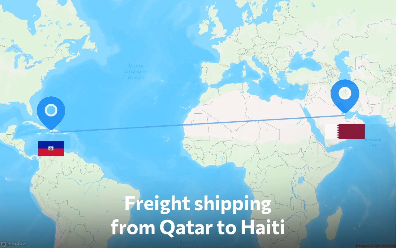 Shipping route from Qatar to Haiti