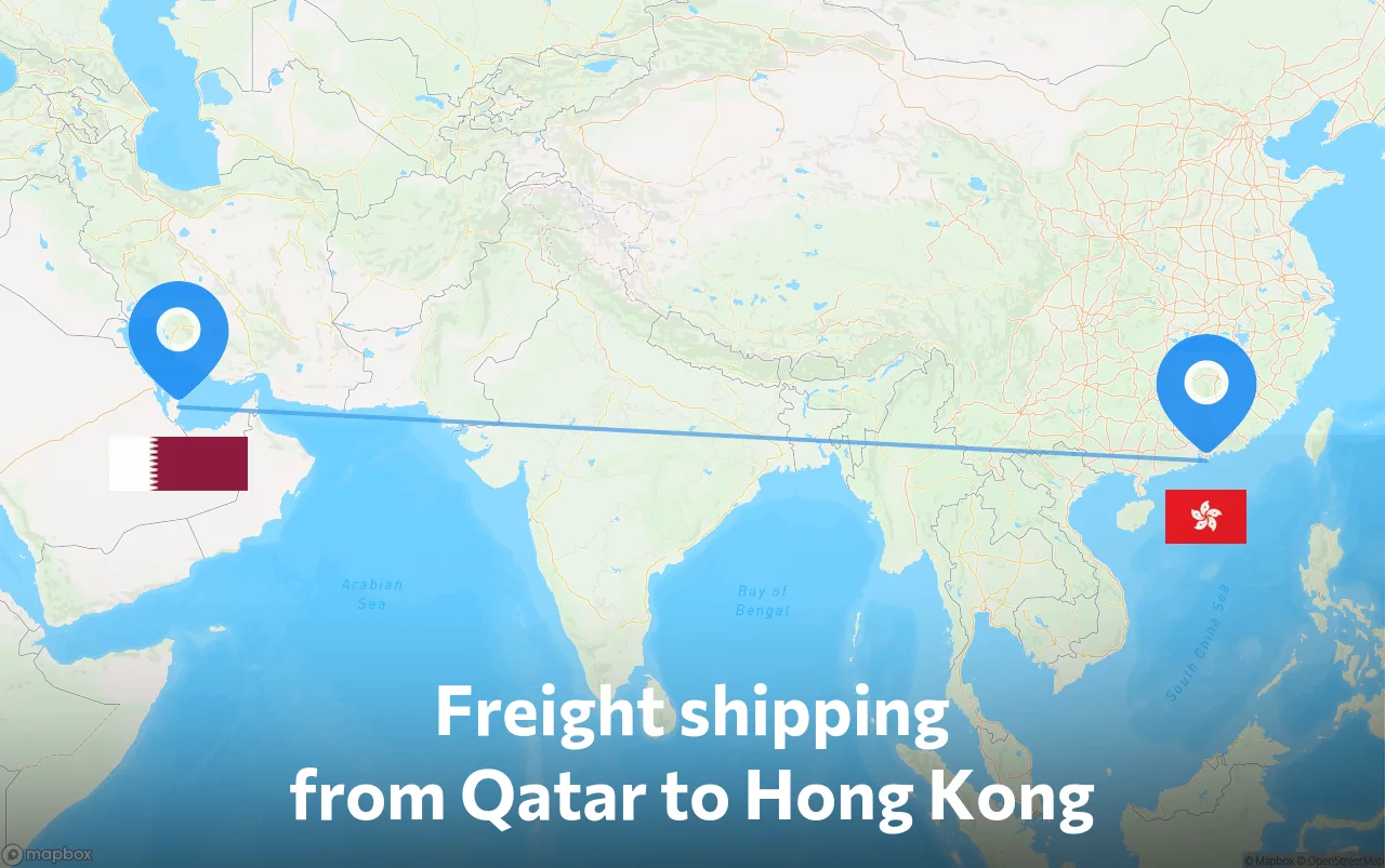 Shipping route from Qatar to Hong Kong