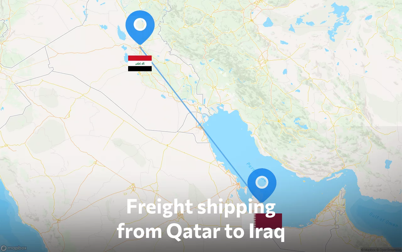 Shipping route from Qatar to Iraq