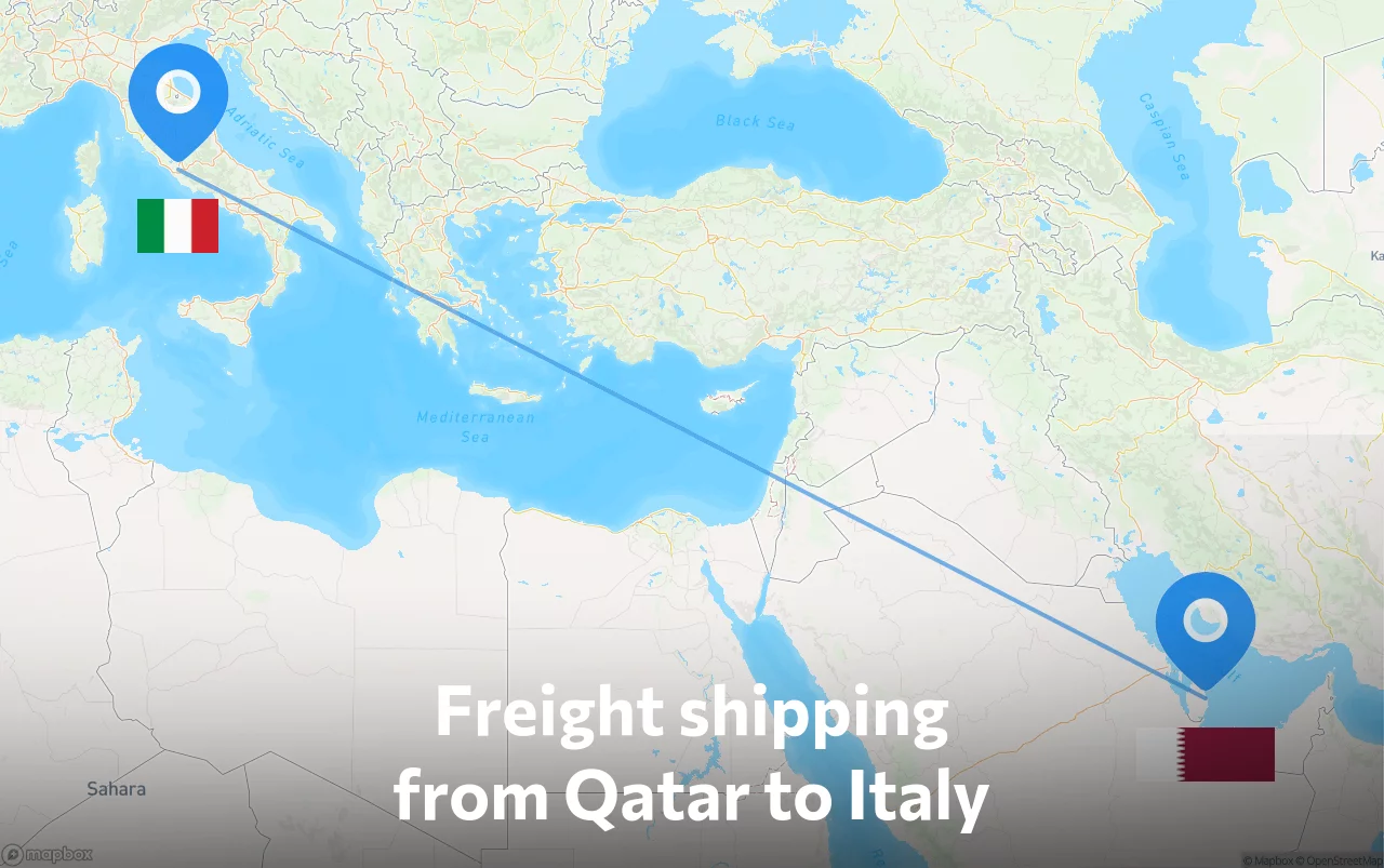 Shipping route from Qatar to Italy
