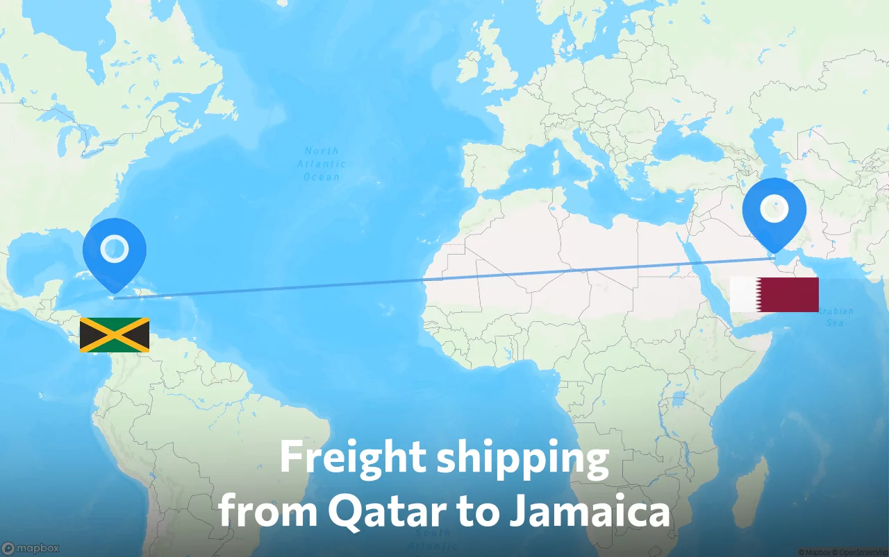 Shipping route from Qatar to Jamaica