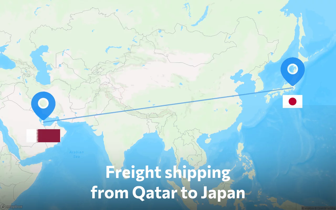 Shipping route from Qatar to Japan