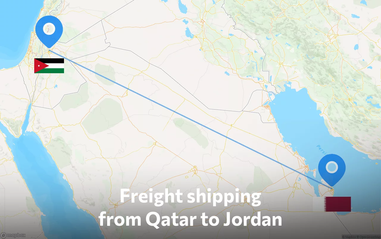 Shipping route from Qatar to Jordan