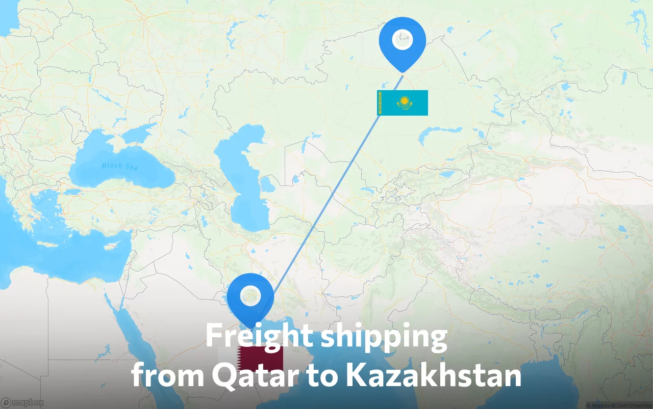 Shipping route from Qatar to Kazakhstan