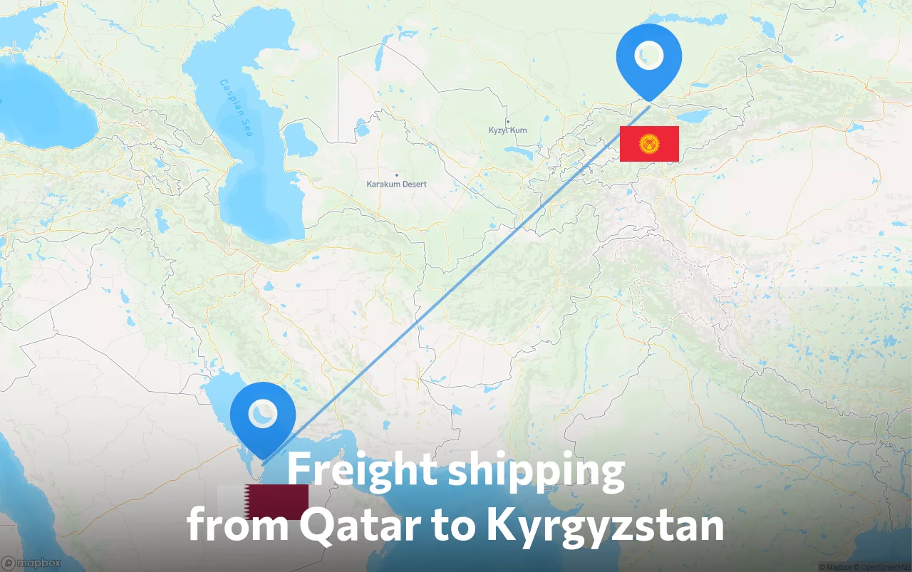 Shipping route from Qatar to Kyrgyzstan