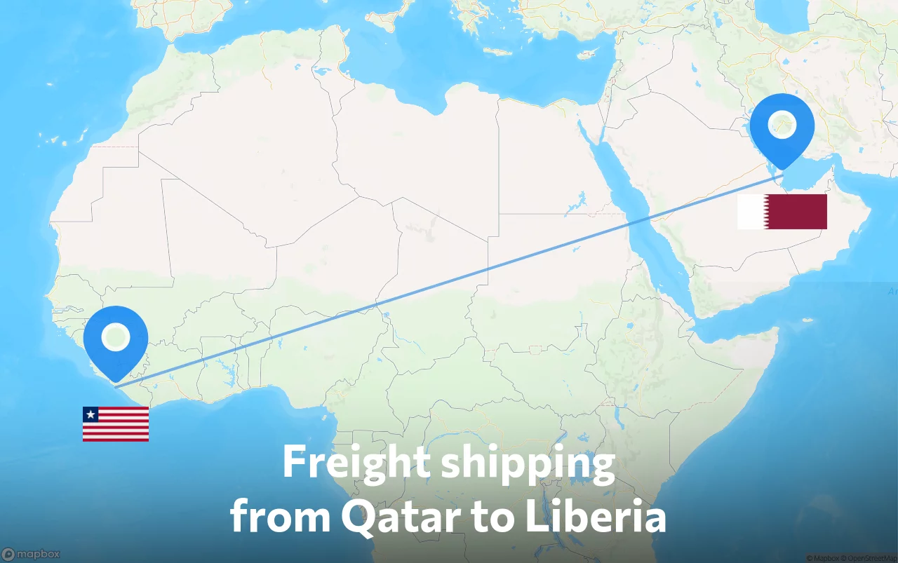 Shipping route from Qatar to Liberia