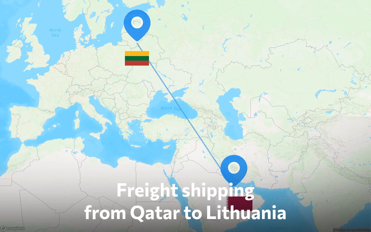 Shipping route from Qatar to Lithuania