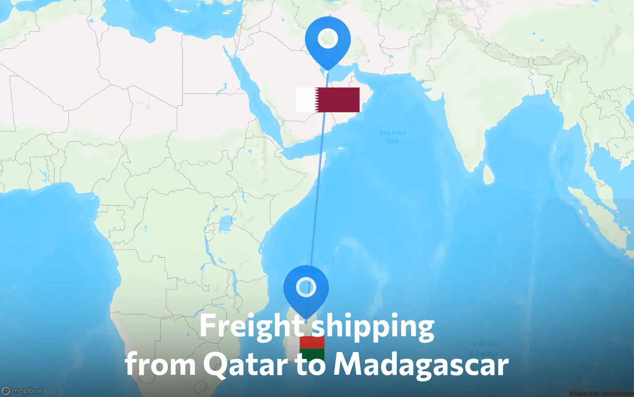 Shipping route from Qatar to Madagascar
