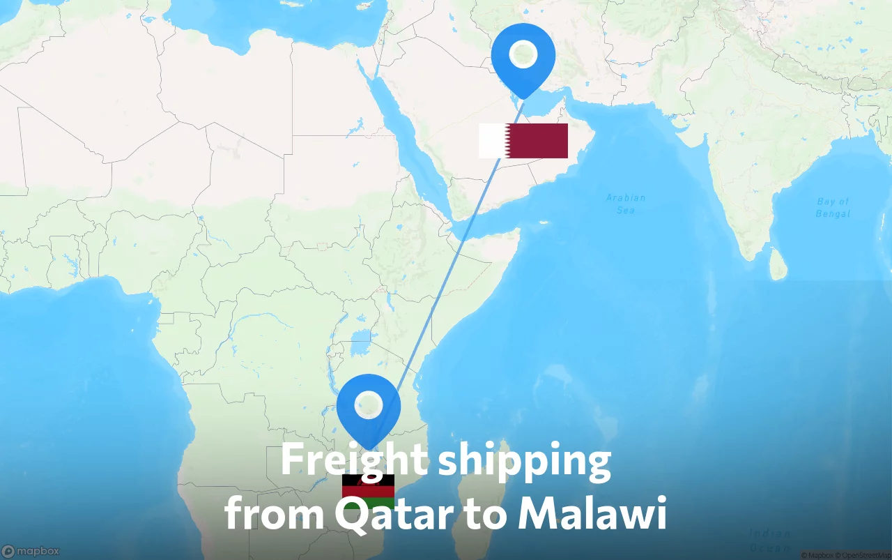 Shipping route from Qatar to Malawi