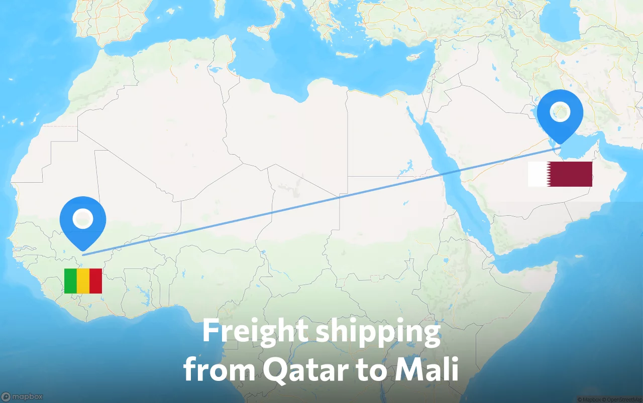 Shipping route from Qatar to Mali