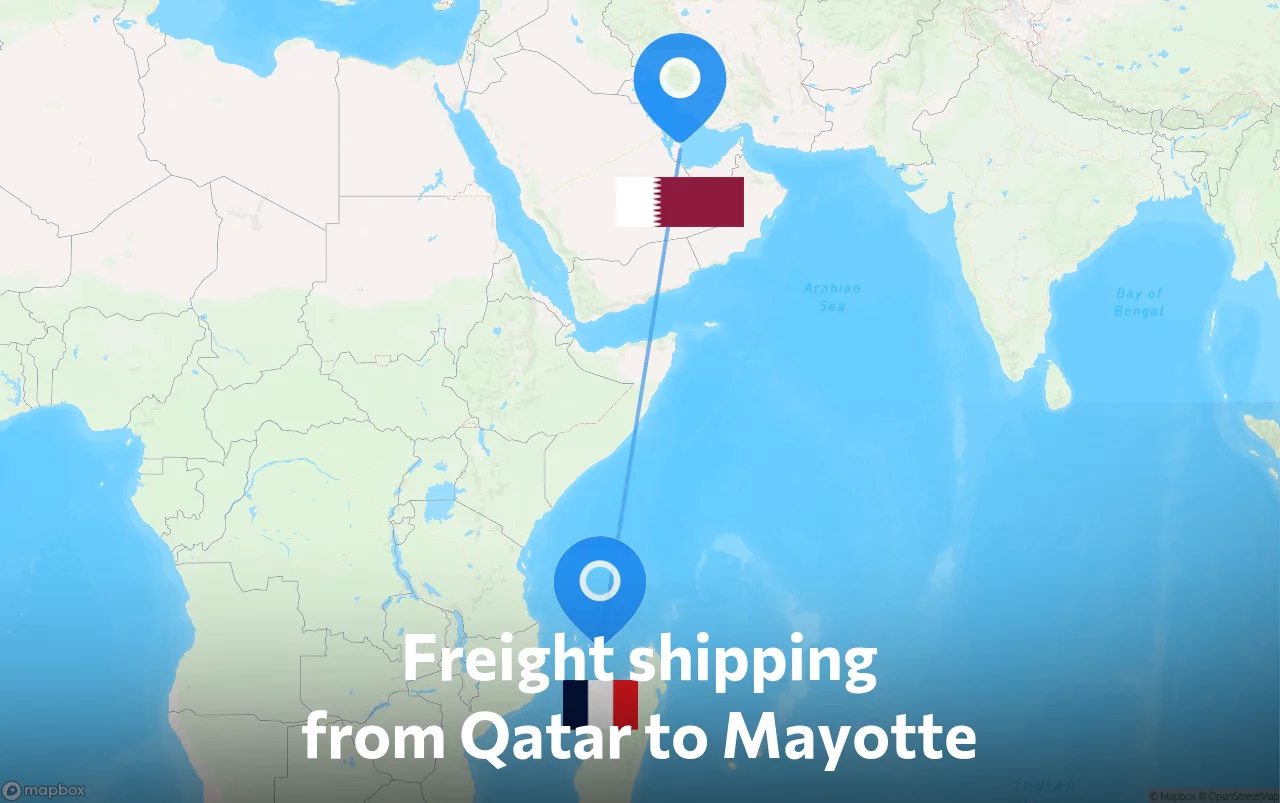 Shipping route from Qatar to Mayotte