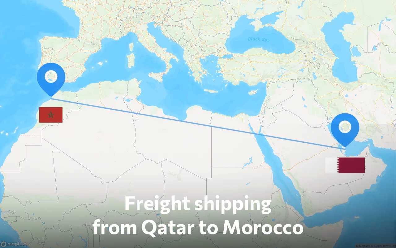 Shipping route from Qatar to Morocco