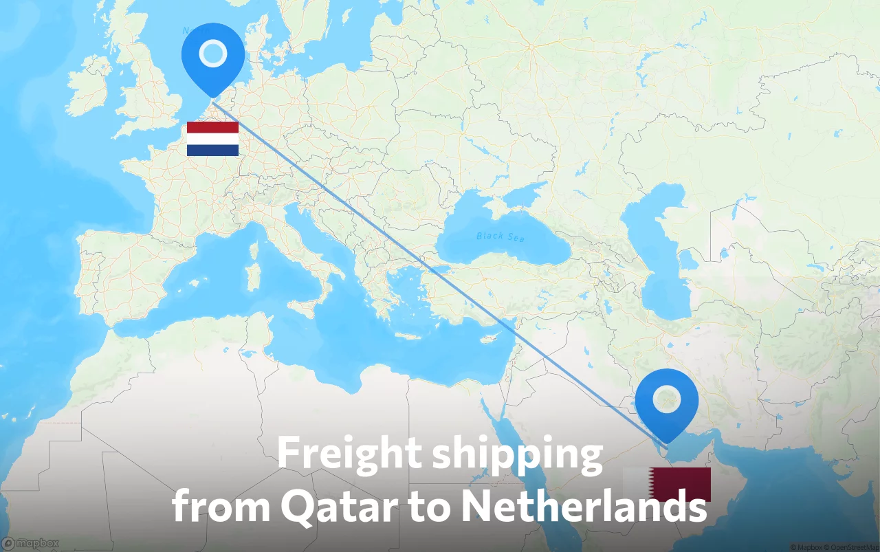 Shipping route from Qatar to Netherlands
