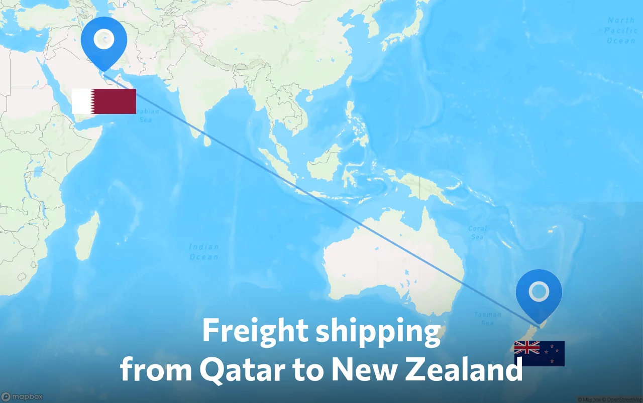 Shipping route from Qatar to New Zealand