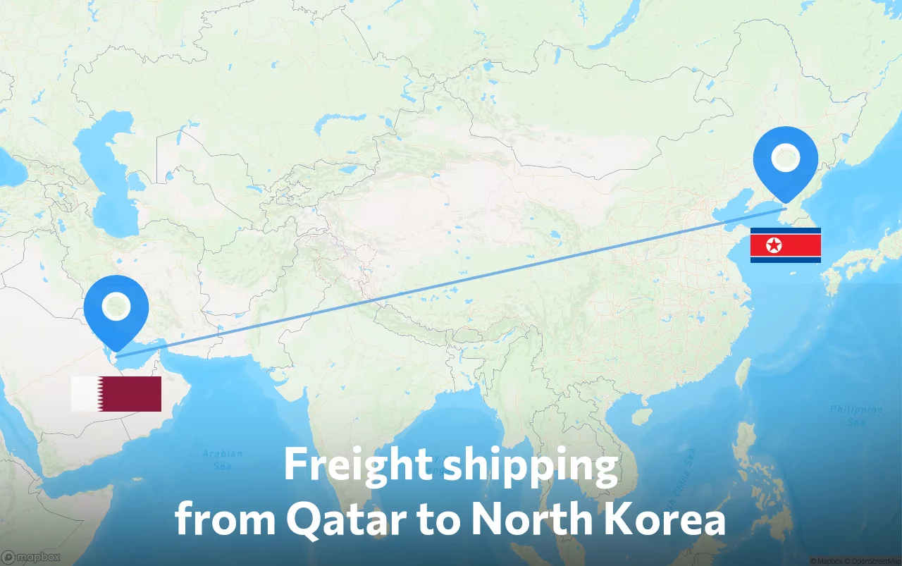 Shipping route from Qatar to North Korea