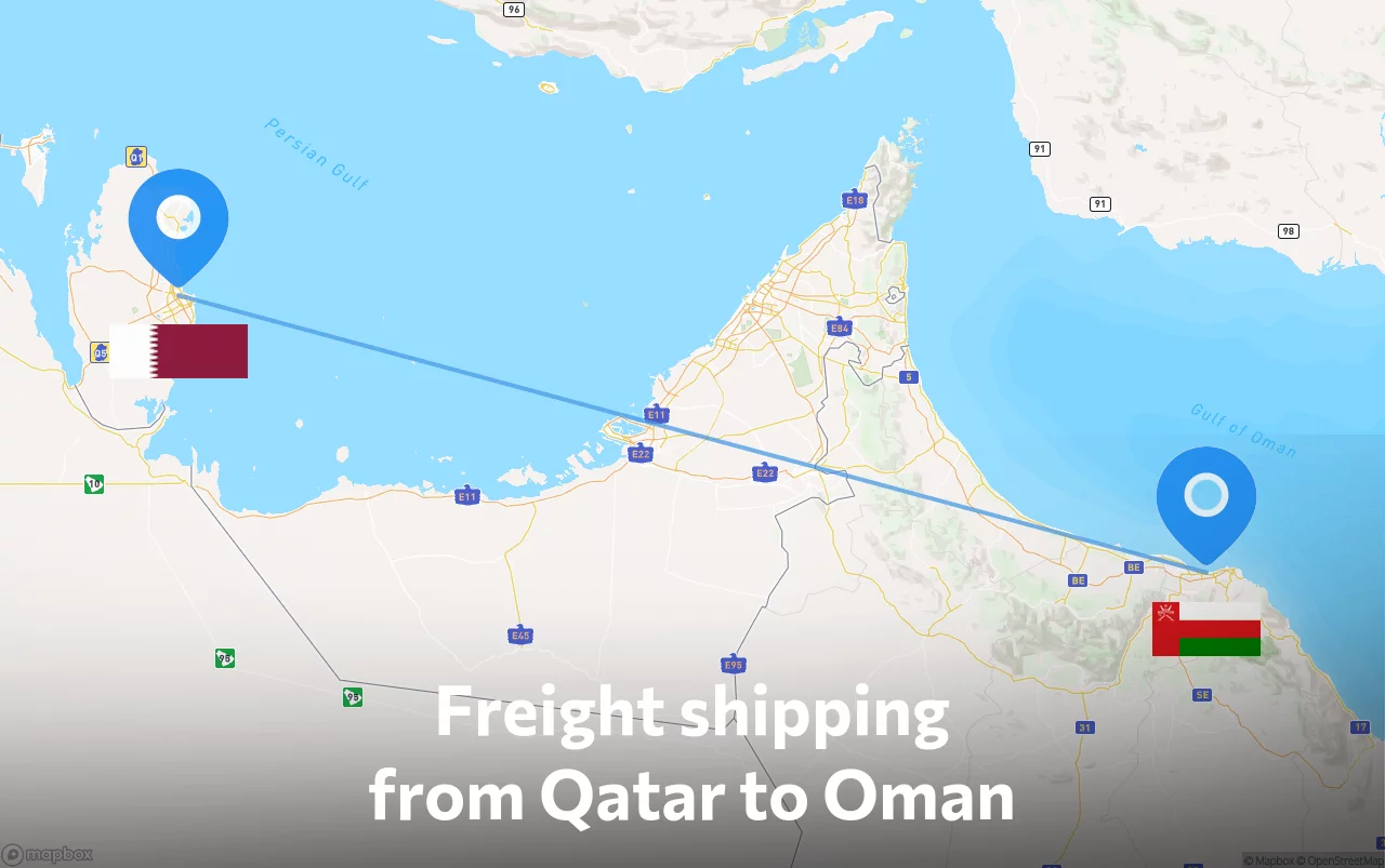 Shipping route from Qatar to Oman