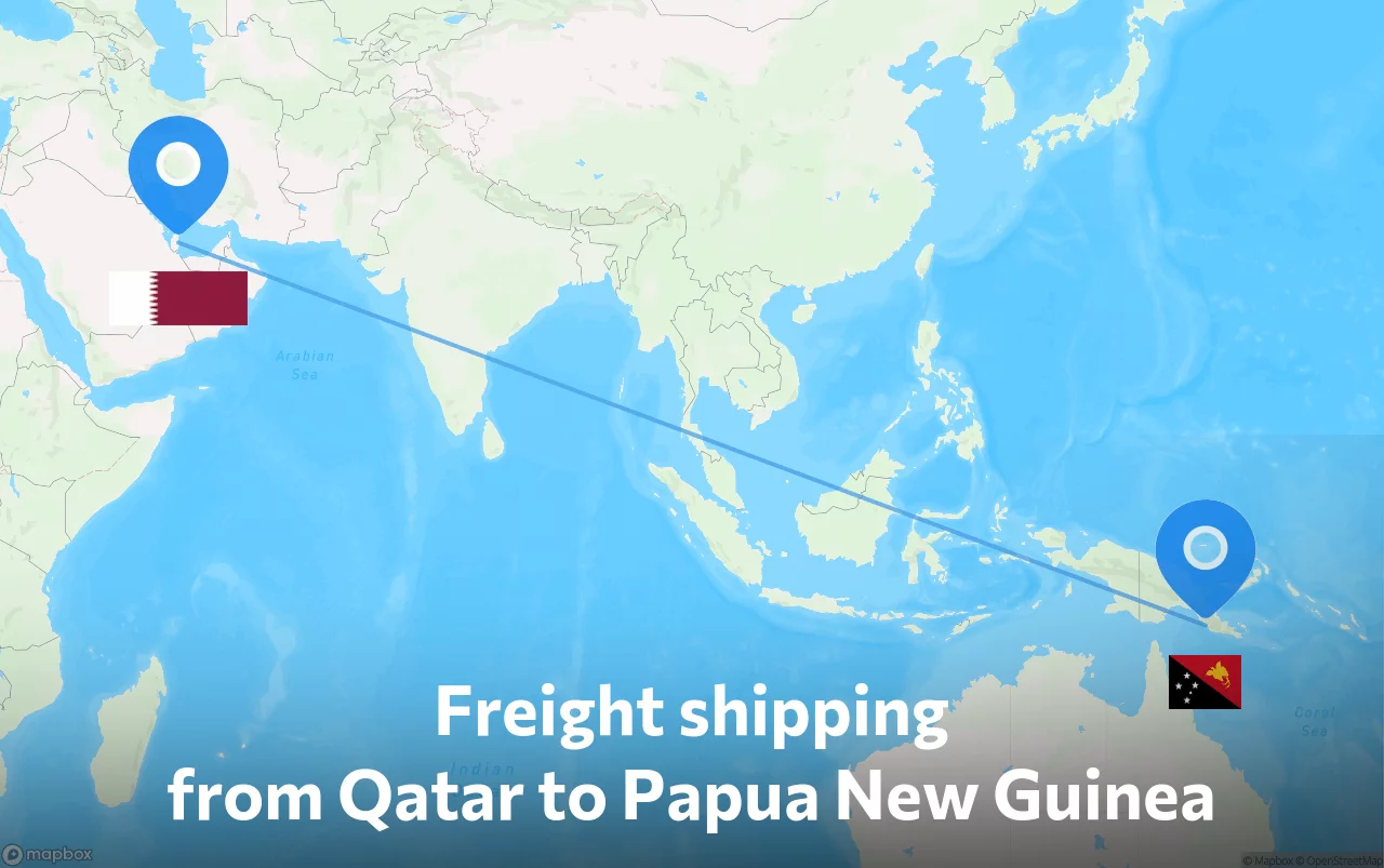 Shipping route from Qatar to Papua New Guinea
