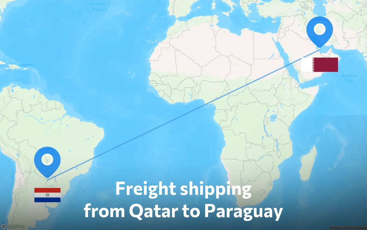 Shipping route from Qatar to Paraguay