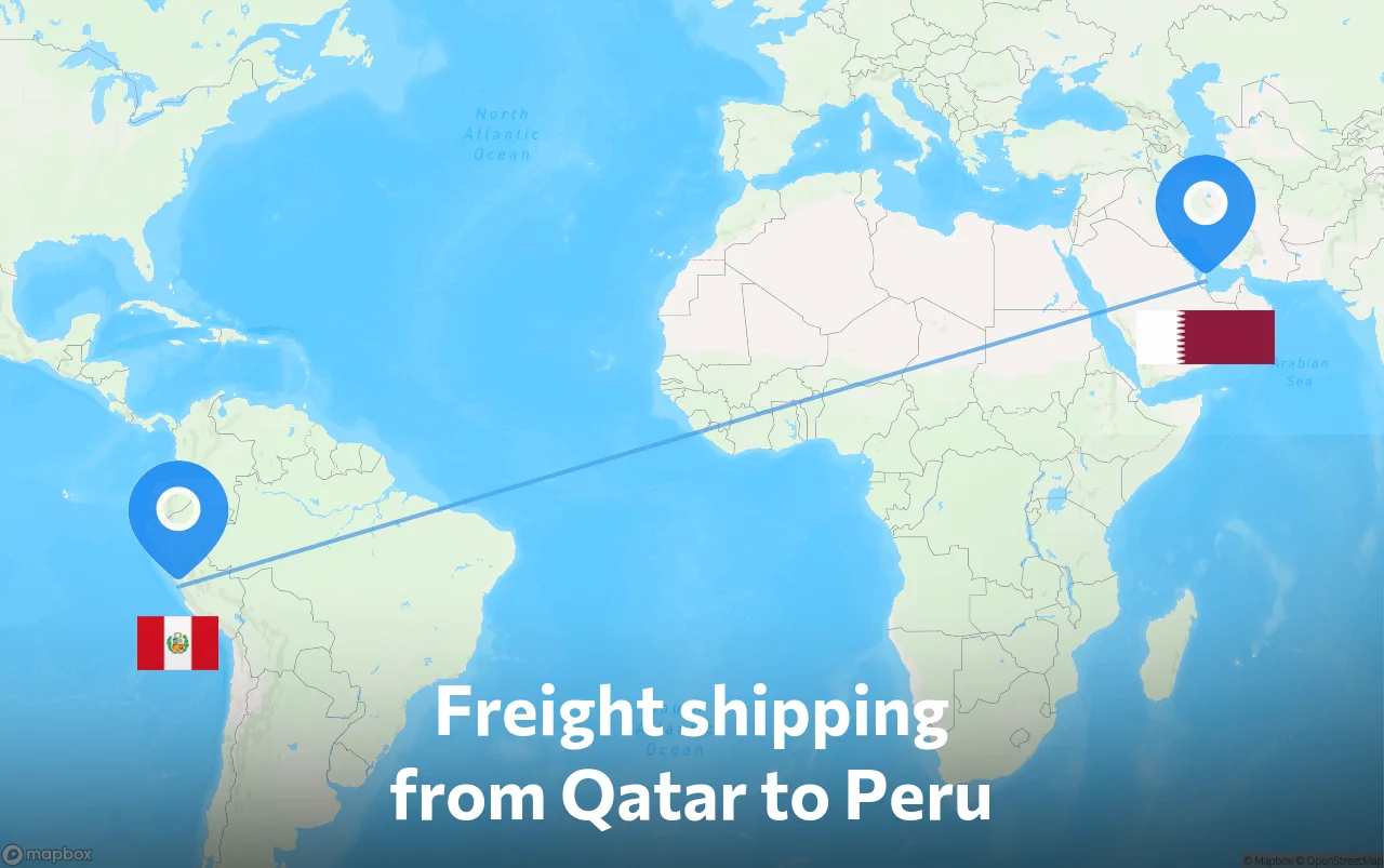 Shipping route from Qatar to Peru