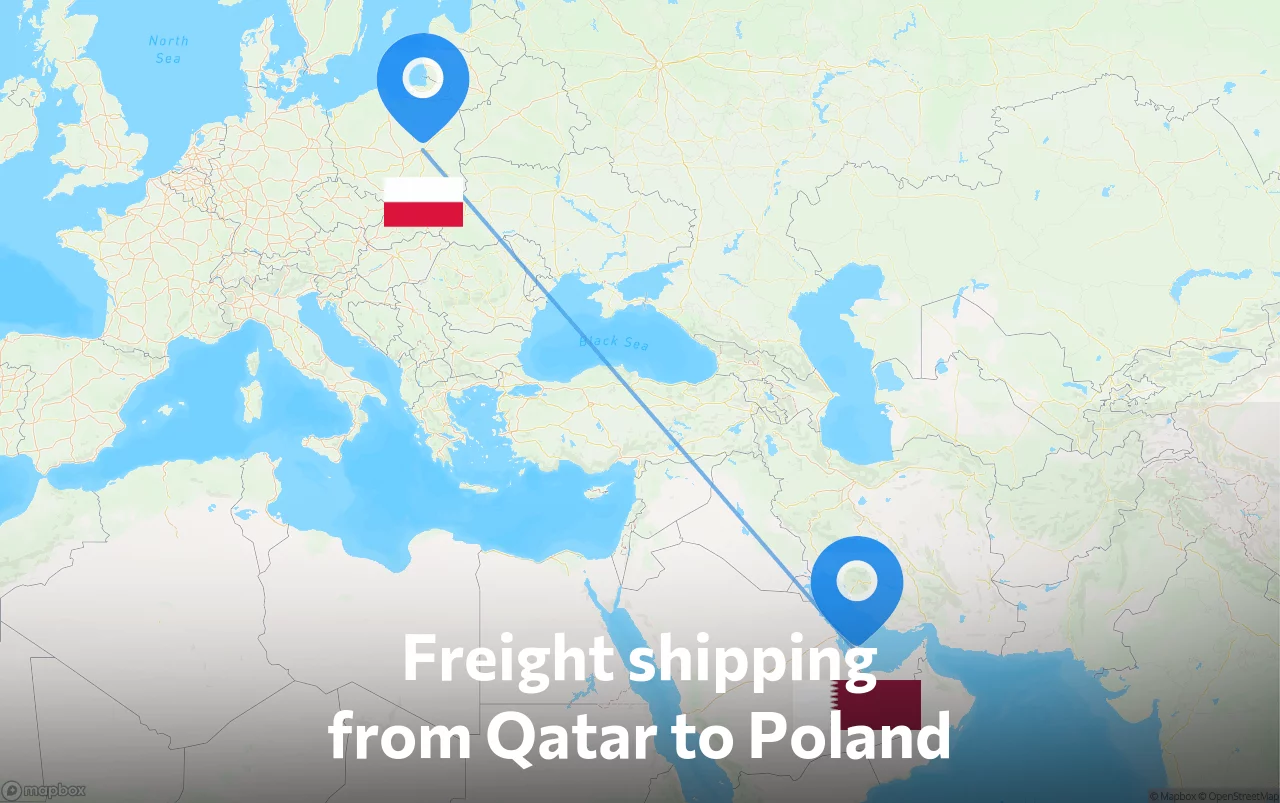 Shipping route from Qatar to Poland