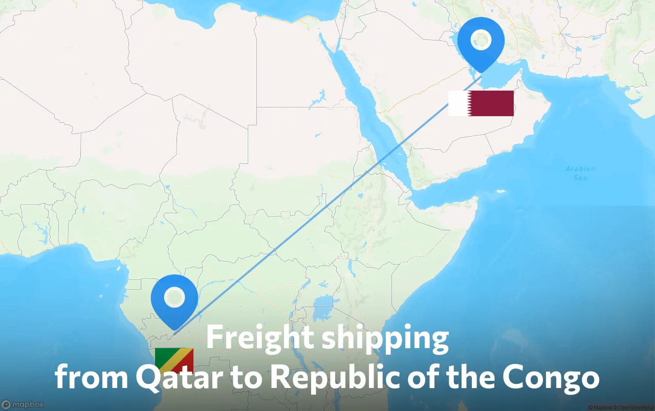 Shipping route from Qatar to Republic of the Congo