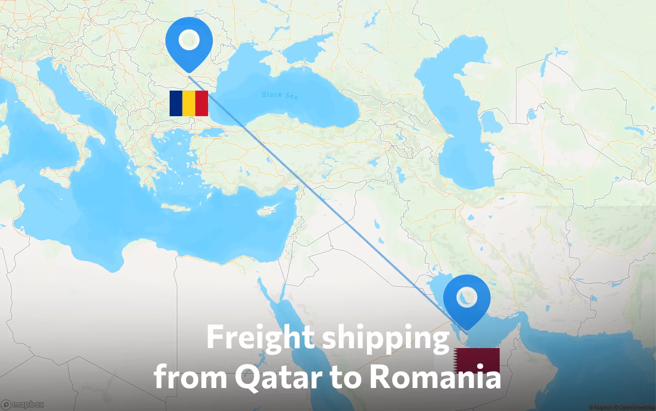 Shipping route from Qatar to Romania