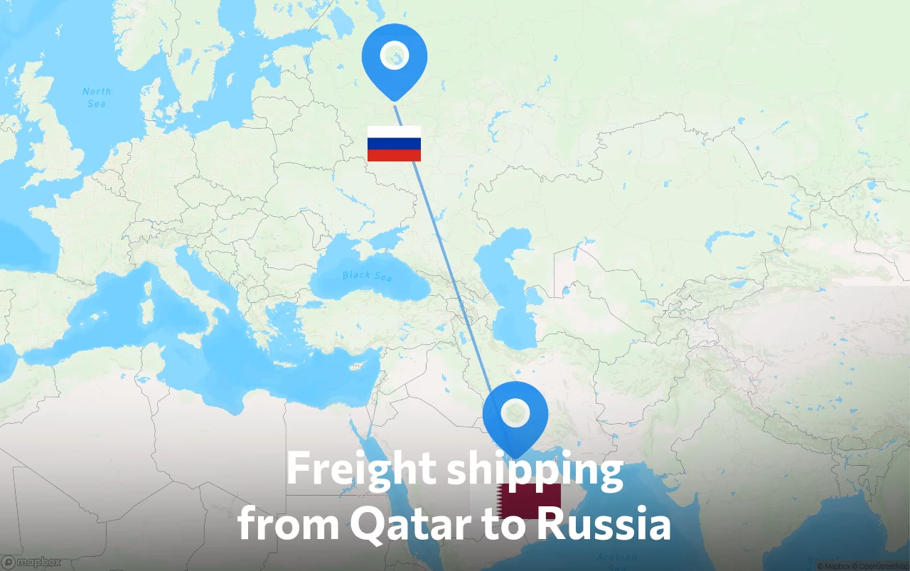 Shipping route from Qatar to Russia