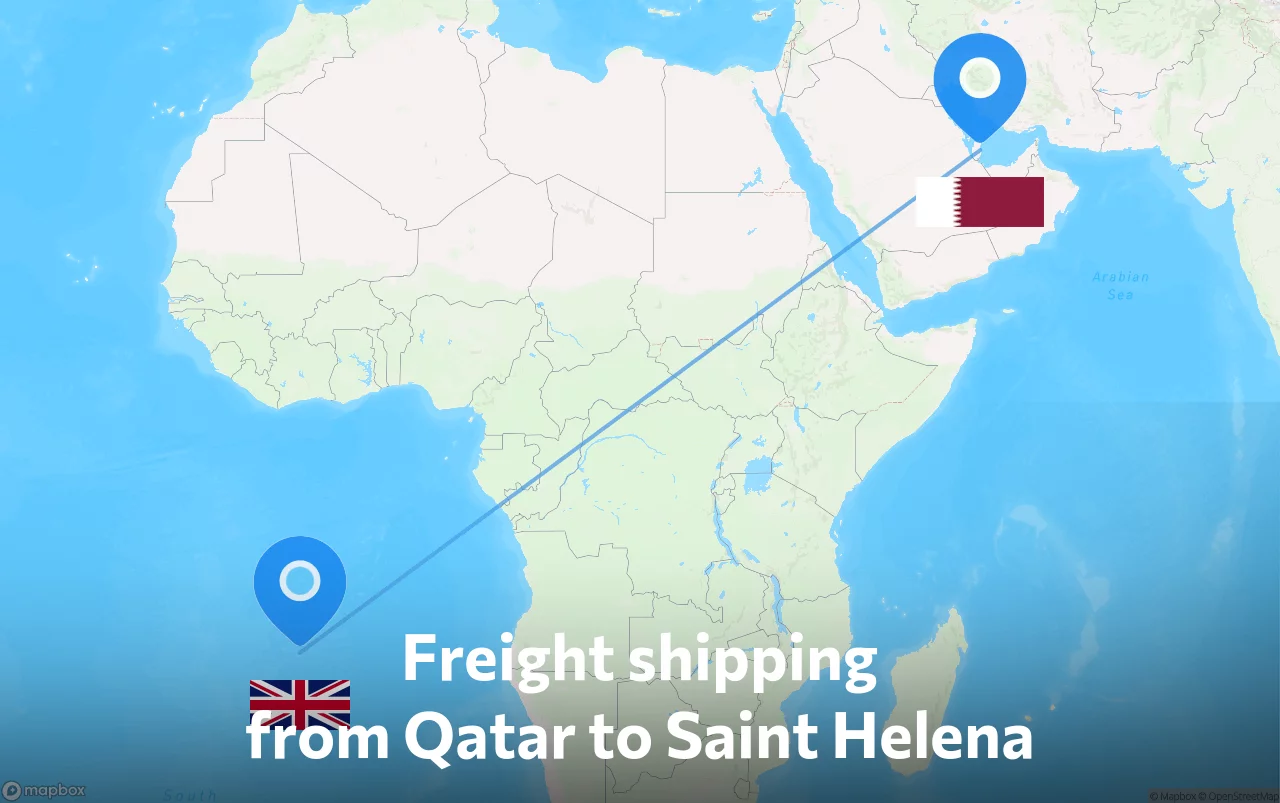 Shipping route from Qatar to Saint Helena